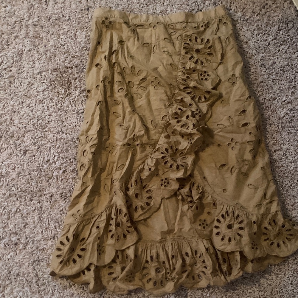 Camel Tan Eyelet Skirt